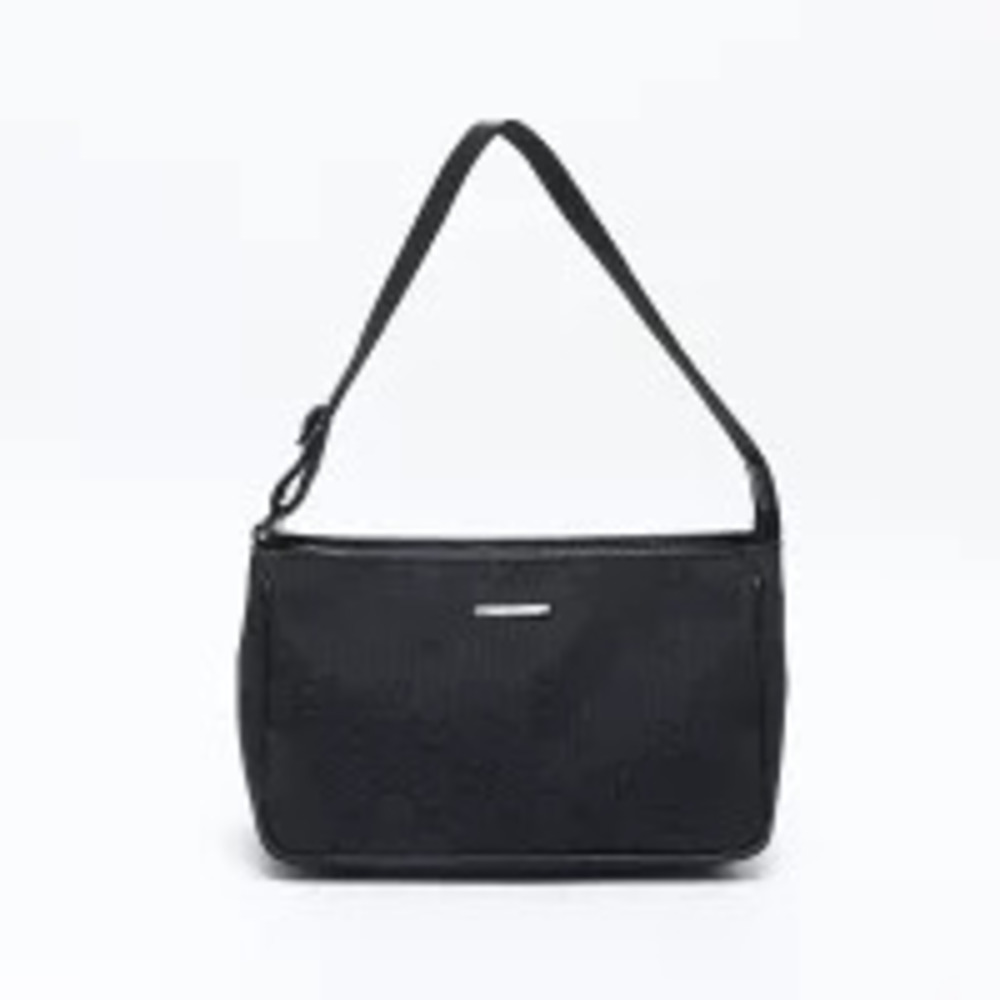 Gucci Shoulder Handbag Black Canvas Bag GG